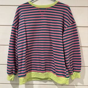 Striped Pink and Green Women's Sweatshirt